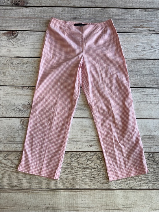 Catherine Stewart Pants - Catherine Stewart Tailored Pink Gingham Cropped Pants